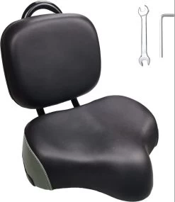 Merkloos Rugleuning Zadel - Fietszadel Met Rugleuning - Oversized - Comfortabel Zacht Zadel - Met PU Kussen