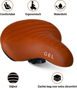 Fietszadel Karamel Bruin Ribbed, Stijlvol En Comfortabel Zadel Voor Veel Fietsplezier, Ontworpen Door PS