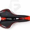 Voltano Sport Fietszadel – Gel Trekking Zadel – Met Uitsparing – Unisex - Zwart / Rood - Incl. Gratis Zadelstrop