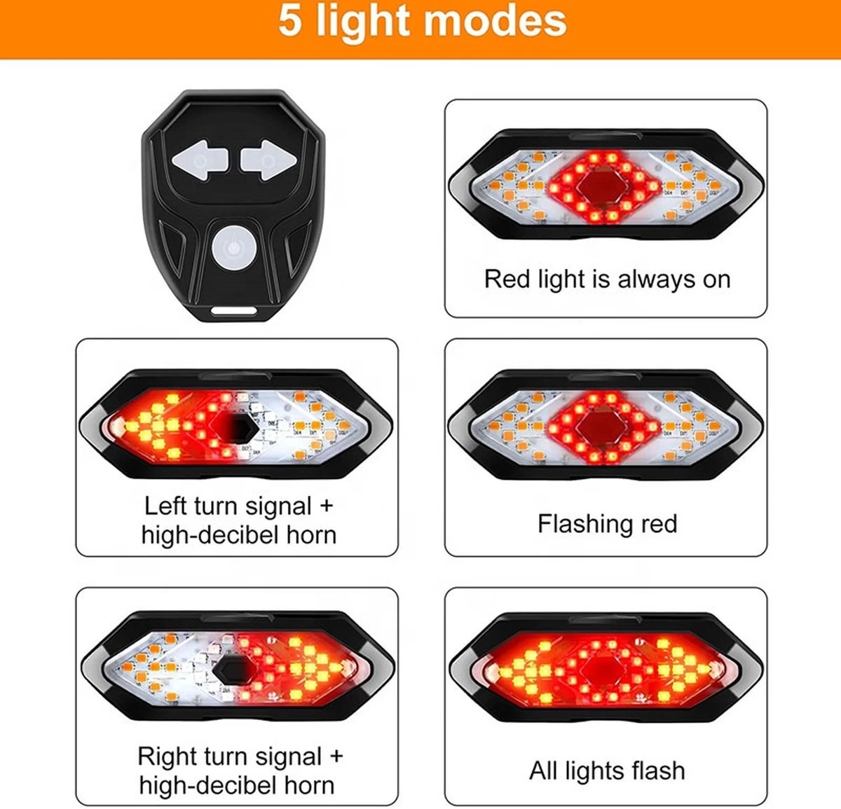 GoShops FY-1820 - Richtingaanwijzer Fiets - Knipperlichting - Fietsverlichting - LED - USB Oplaadbaar - Waterbestendig - Afstandsbediening - Draadloos - Verstelbaar - Achterlicht Fiets - Afbeelding 2