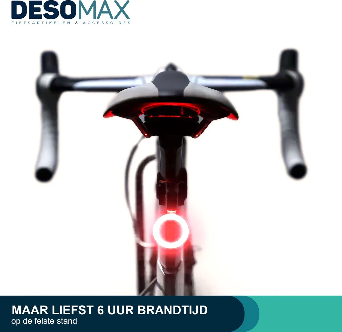 DesoMax® Fietslicht Achterlicht LED USB Oplaadbaar Helder Rond - Achterlicht Voor Racefiets En MTB – Herkenningslicht - Afbeelding 6