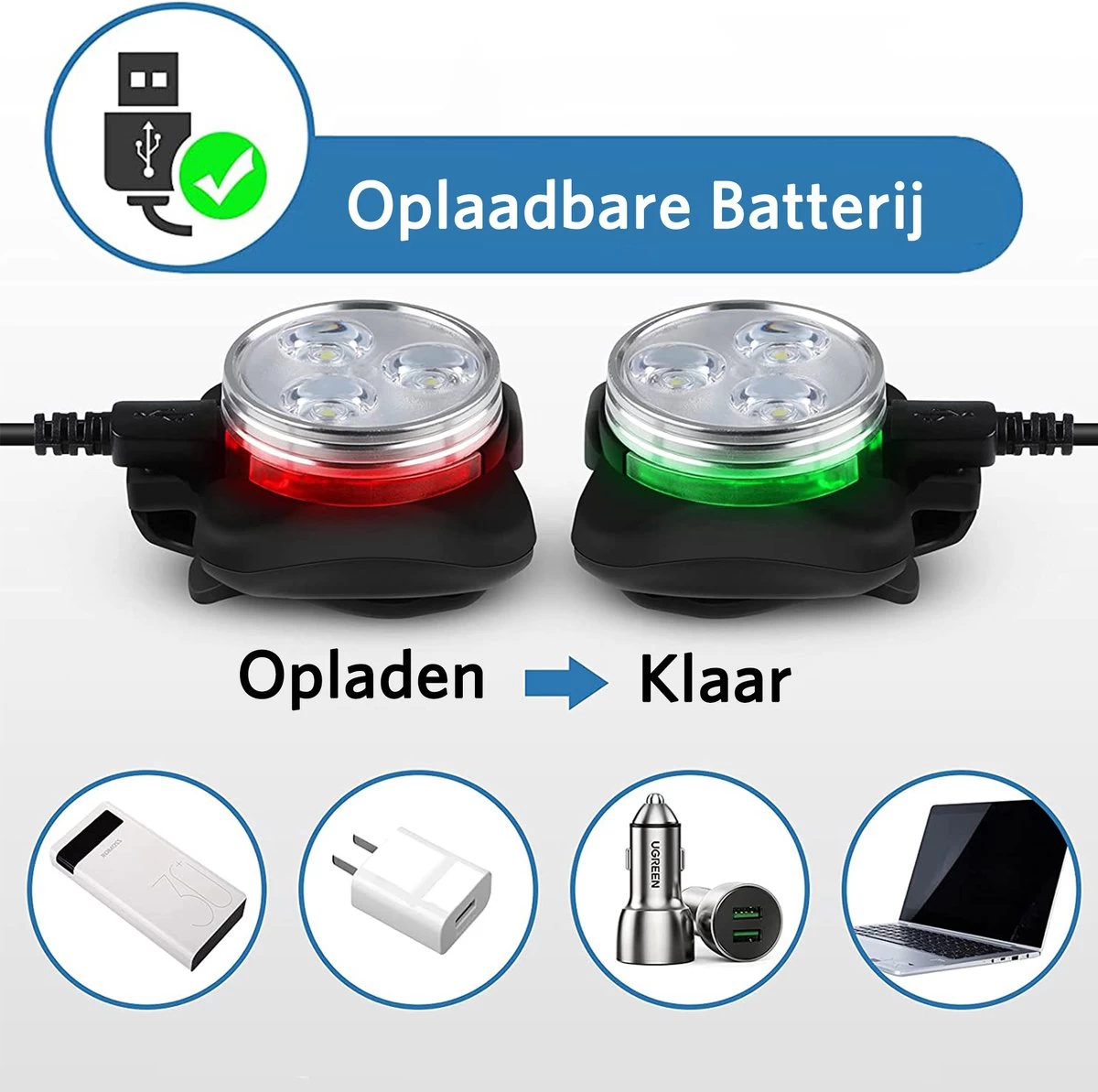 Fietsverlichting USB Oplaadbaar - Waterdicht Fietslamp - LED Fietslampjes - Voorlicht En Achterlicht - Voor Fiets - Afbeelding 2