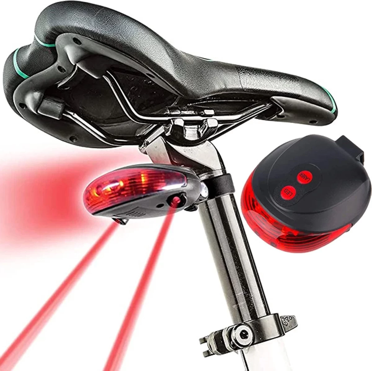 Fiets Achterlicht - LED Licht Met Laser - Fiets Lamp - Waterdicht - Racefiets Verlichting - Inclusief Batterijen - Rheme - Afbeelding 12