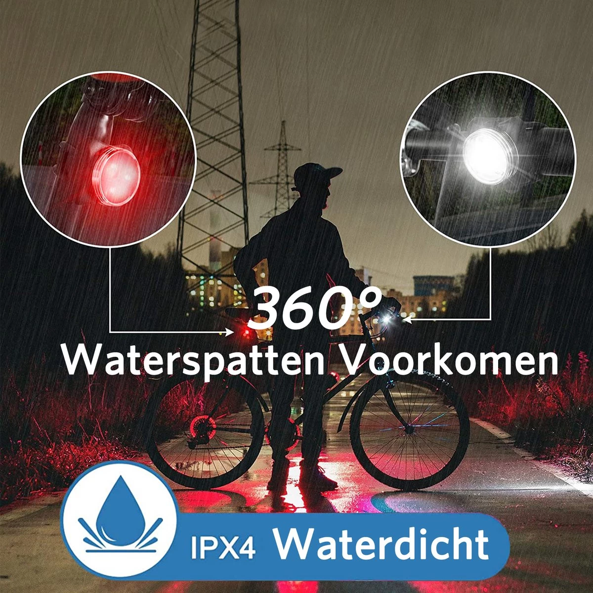 Fietsverlichting USB Oplaadbaar - Waterdicht Fietslamp - LED Fietslampjes - Voorlicht En Achterlicht - Voor Fiets - Afbeelding 6