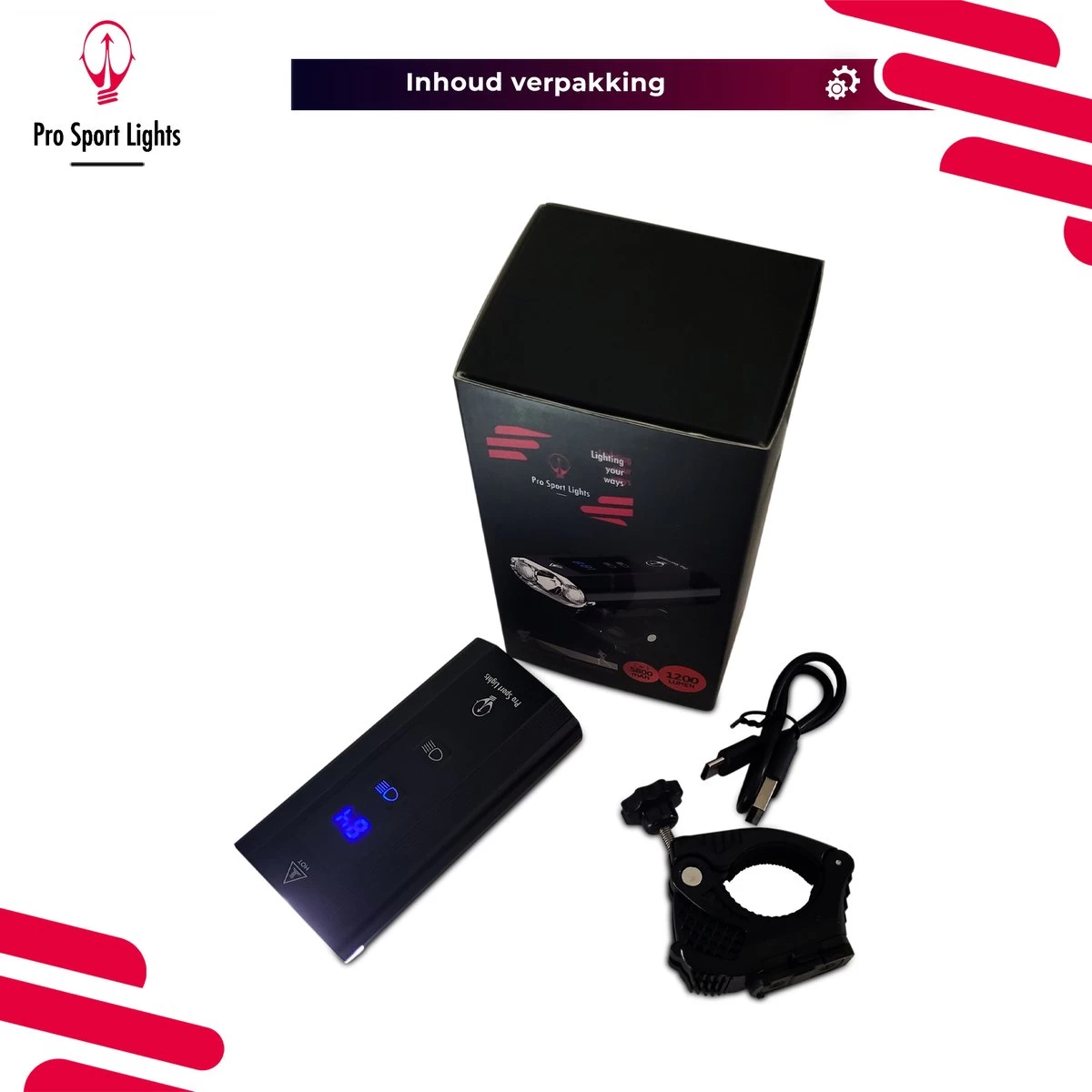 Fietslamp 1200 Lumen Fietsverlichting Pro Sport Lights Performance - Koplamp USB Oplaadbaar - Voorlicht Fietsverlichting - Afbeelding 9