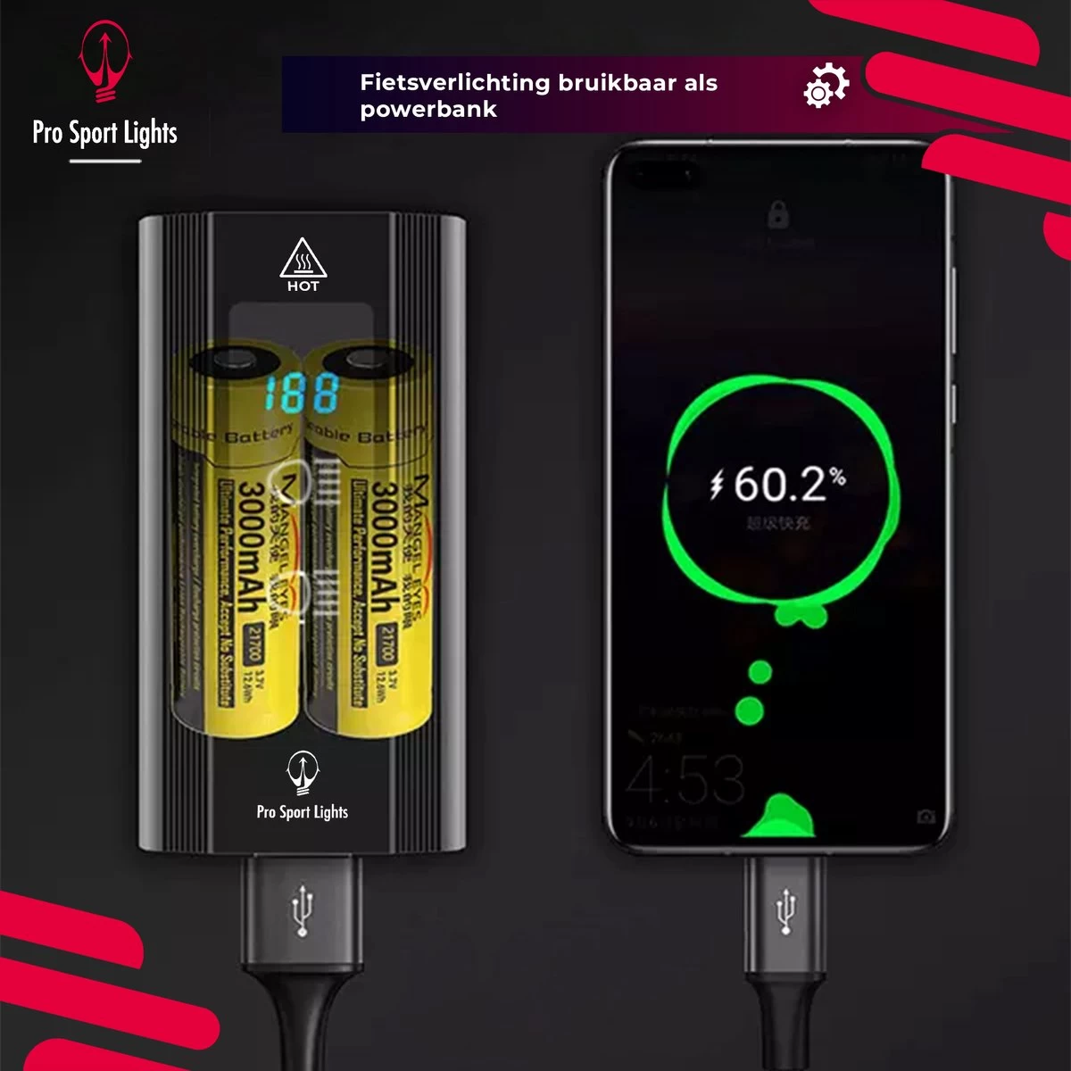 Fietslamp 1200 Lumen Fietsverlichting Pro Sport Lights Performance - Koplamp USB Oplaadbaar - Voorlicht Fietsverlichting - Afbeelding 13