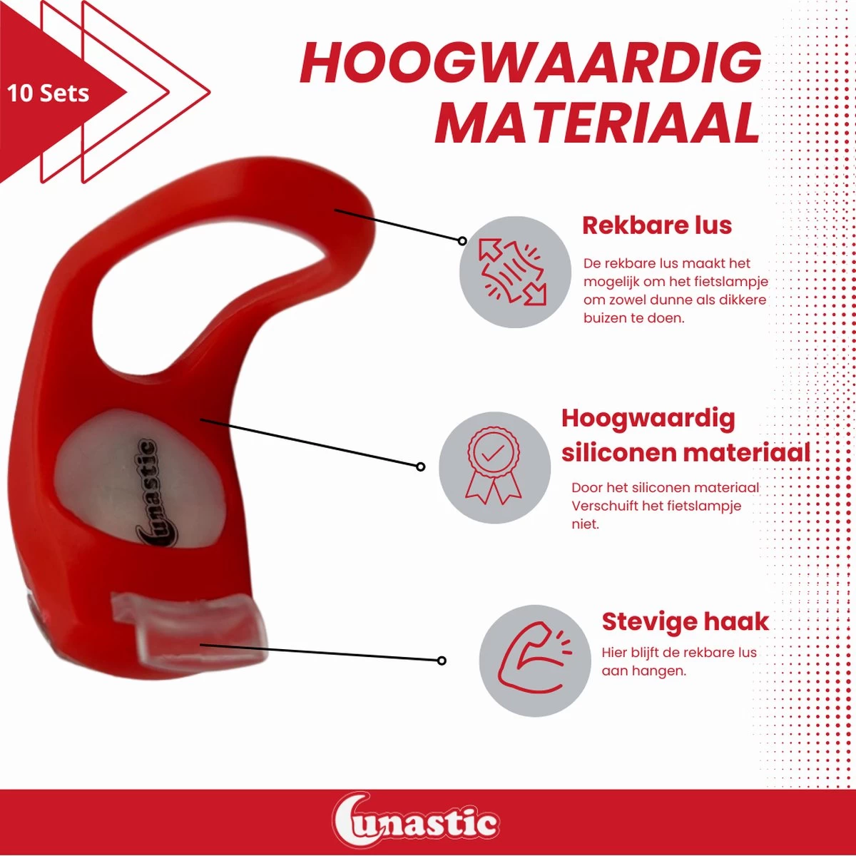 Fietslampjes LED 10 Sets (10 X Wit & 10 X Rood) Inclusief Batterijen - Lunastic Set Van 20 Lampjes - Afbeelding 2