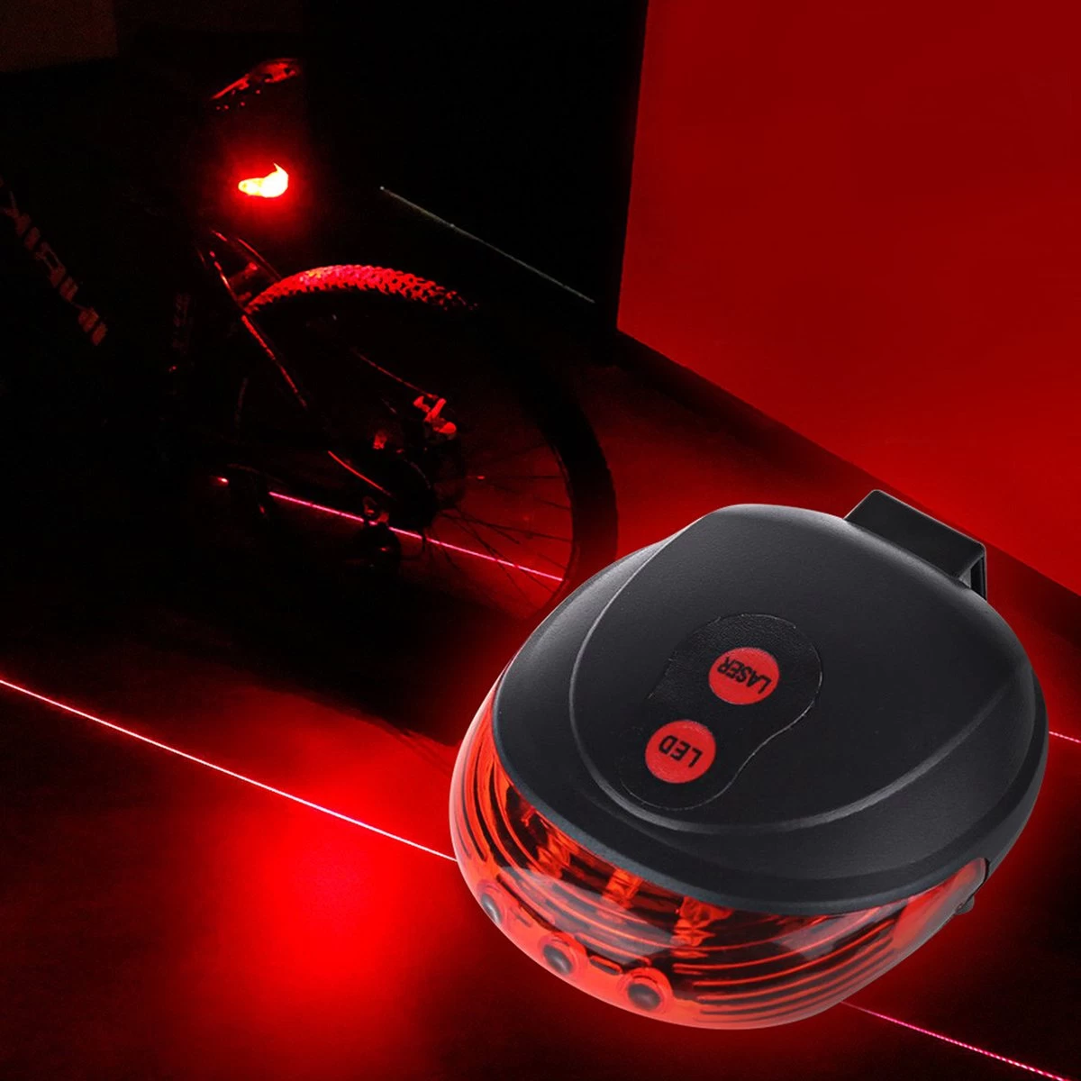 Fiets Achterlicht - LED Licht Met Laser - Fiets Lamp - Waterdicht - Racefiets Verlichting - Inclusief Batterijen - Rheme - Afbeelding 14
