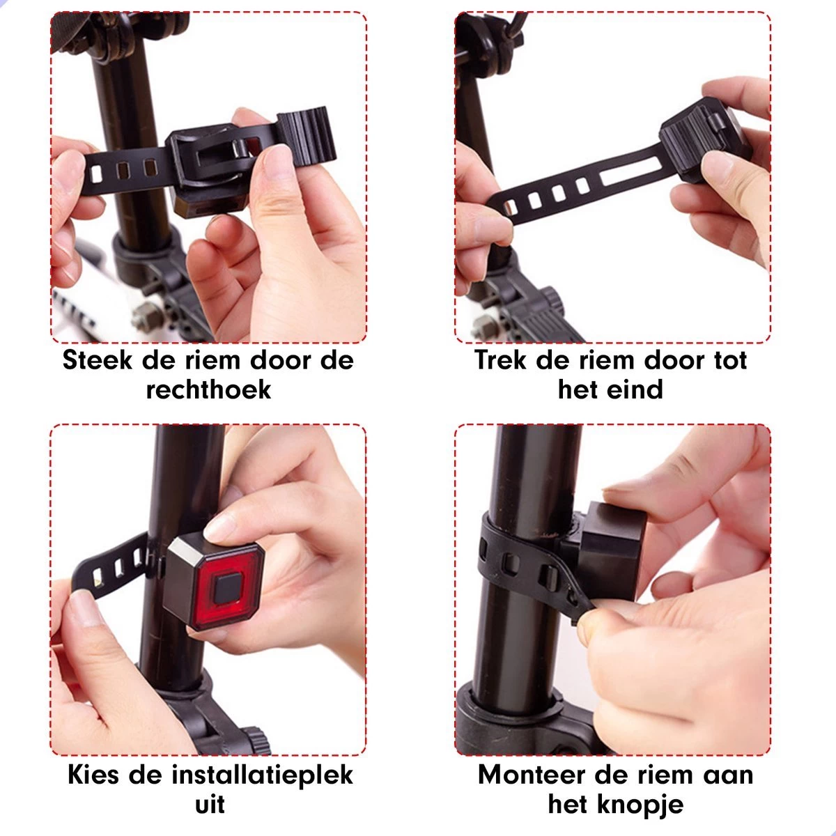 Esioh® Oplaadbare Fietslamp Led Set Wit En Rood – Oplaadbare Fietsverlichting USB – Fietslampjes Voorlicht En Achterlicht - Afbeelding 10