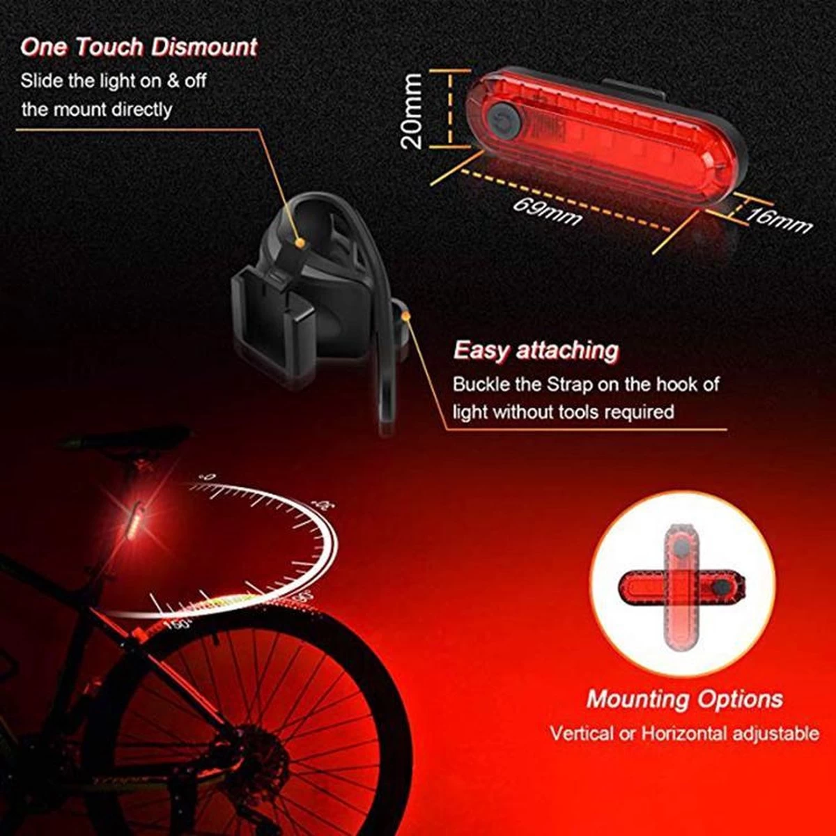 FIEZIO Fietsverlichting - USB Oplaadbaar LED Fietslampen – Waterdicht - Afbeelding 3