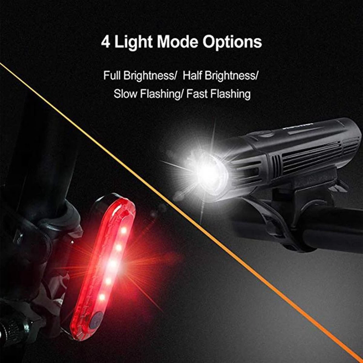 FIEZIO Fietsverlichting - USB Oplaadbaar LED Fietslampen – Waterdicht - Afbeelding 5