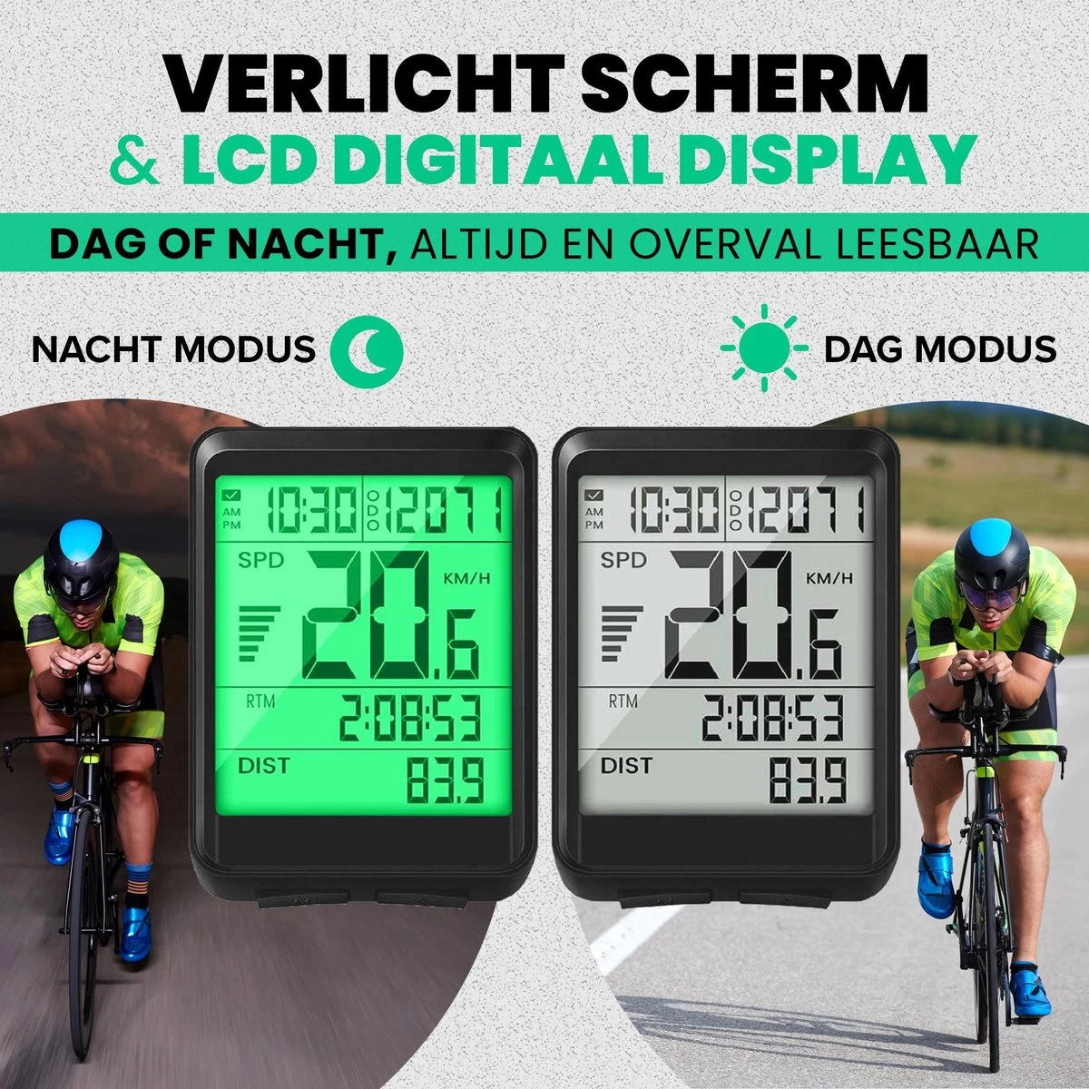 Strex Draadloze Fietscomputer - 17 Functies - Extra Groot Scherm - Draadloze Fiets Computer Draadloos Waterdicht - NL Handleiding - Afbeelding 6