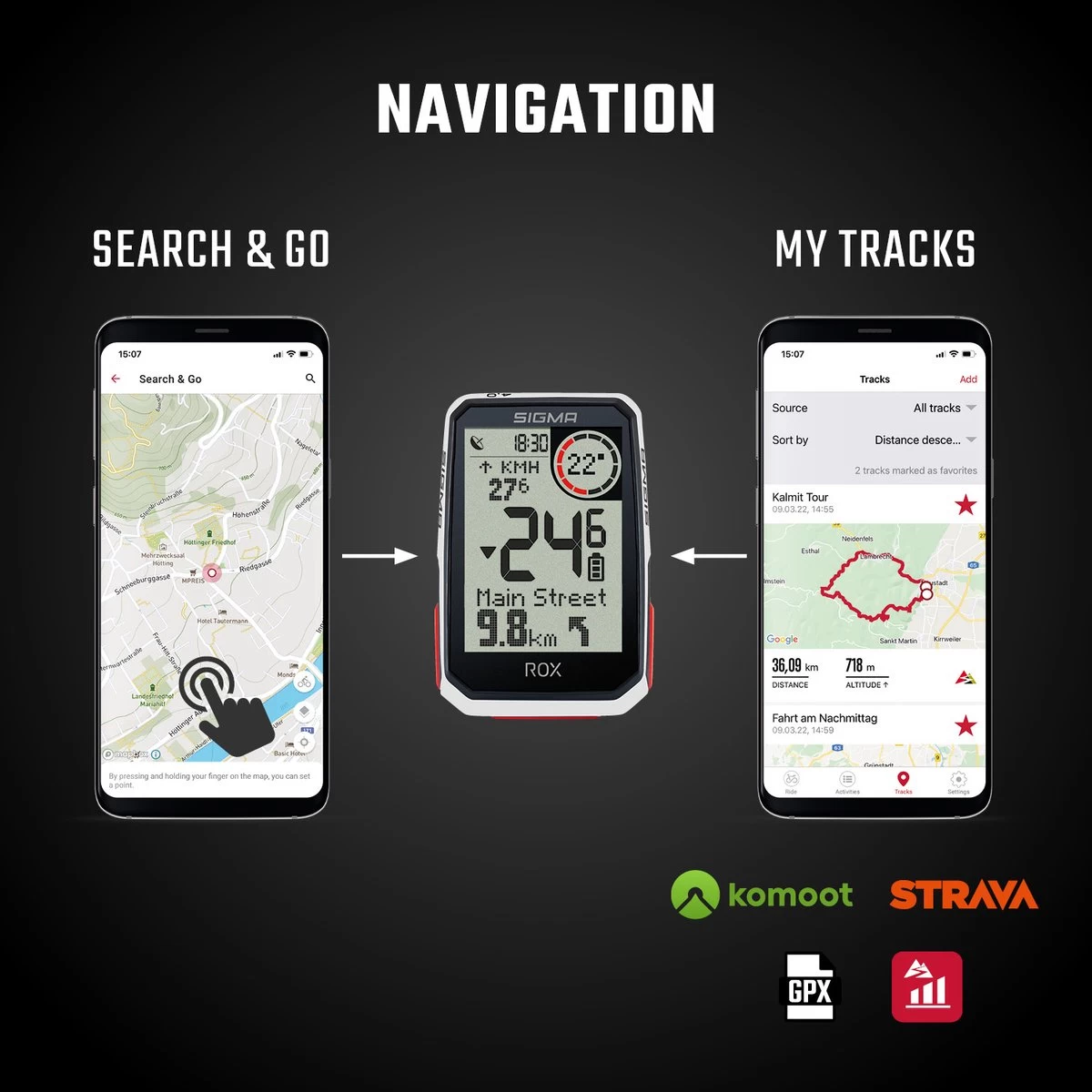 SIGMA SPORT GPS Fietscomputer Sigma ROX 4.0 GPS Met Standaard Stuurhouder - Wit - Afbeelding 4
