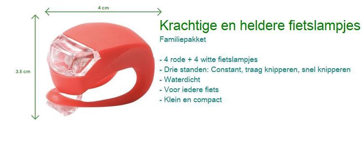 Familie Verpakking Van 4 Sets Fietsverlichting - Fietslampjes - Achterlicht - Voorlicht - Fietslamp - 4x Rood 4x Wit - Waterproof - Makkelijk Te Bevestigen - - Afbeelding 2