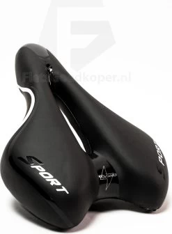 Voltano Sport Fietszadel Iclusief Zadelstrop – Gel Trekking Zadel – Met Uitsparing – Unisex - Zwart