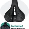 Voltano Dames Fietszadel - Zwart - Uitsparing - Waterdicht - Elastomeer Vering - Gratis Zadelstrop