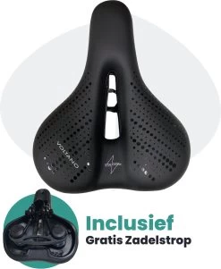 Voltano Dames Fietszadel - Zwart - Uitsparing - Waterdicht - Elastomeer Vering - Gratis Zadelstrop